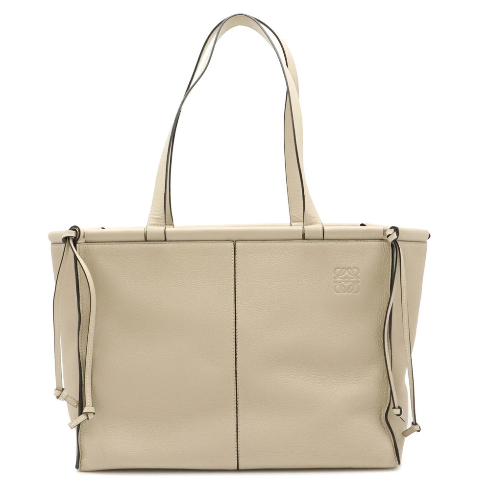 Loewe Cushion Tote Bag Shoulder Leather Oats Beige Cream